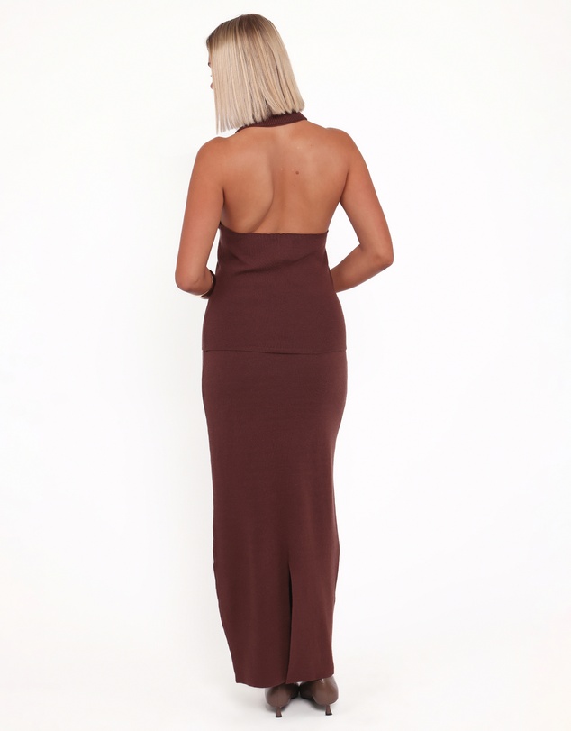 Petal & Pup - Halley Knit Halter Skirt Set - Brown