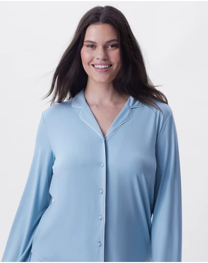Bras N Things - Emilia Long Sleeve Top - Light Blue
