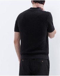 UNISON - Pointelle Stitch Knit Polo
