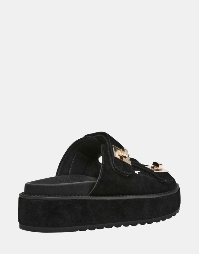 Steve Madden - Bigschmona Black Suede Sandals