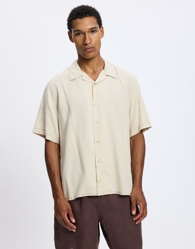 Thrills - Hemp Minimal Thrills Contrast Stitch Cropped Bowling Shirt