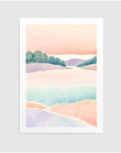 Olive et Oriel - Landscape In Pastel by Ohkimiko Art Print