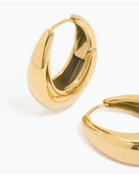 Lovisa - Waterproof Gold Plated Stainless Steel Oval Hanging Hoop Earrings
