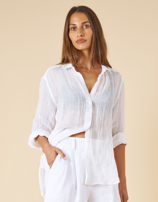 CAMIXA - Crinkle Oversized Linen Shirt