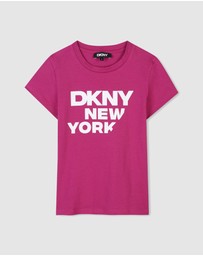 DKNY - Asymmetrical Logo Short Sleeve T-Shirt - Kids-Teens