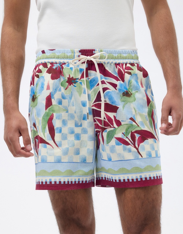 AERE - Resort Printed Linen Blend Shorts