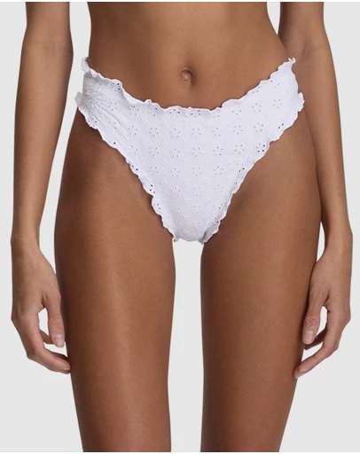 Polo Ralph Lauren - Ruffle Kennedy Eyelet High Leg Bikini Bottom