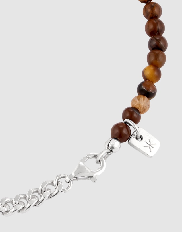 Kuzzoi - ICONIC EXCLUSIVE - Tiger's Eye Beads Bracelet in 925 Sterling Silver
