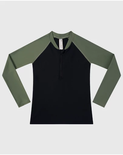 Aqua Blu Kids - Building Blocks Black Long Sleeve Rash Vest - Teens