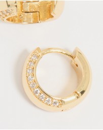 Lovisa - Gold Plated Cubic Zirconia Outline Bold Huggie Earrings