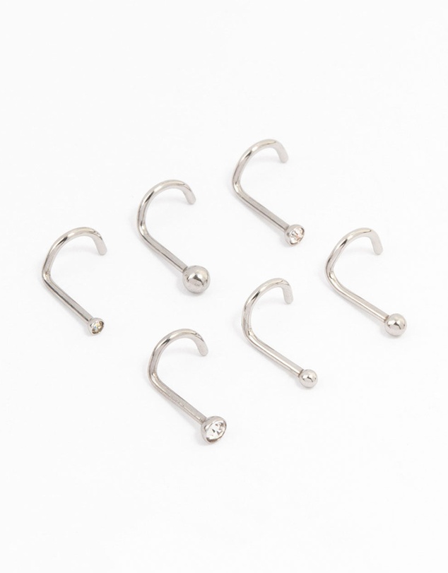 Lovisa - Surgical Steel Corkscrew And Ball Nose 6-Pack