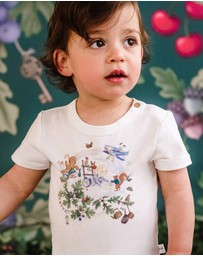 Fleur Harris - 'Up To The Land Of Goodies' Treasured Short Sleeve Bodysuit in Porcelain