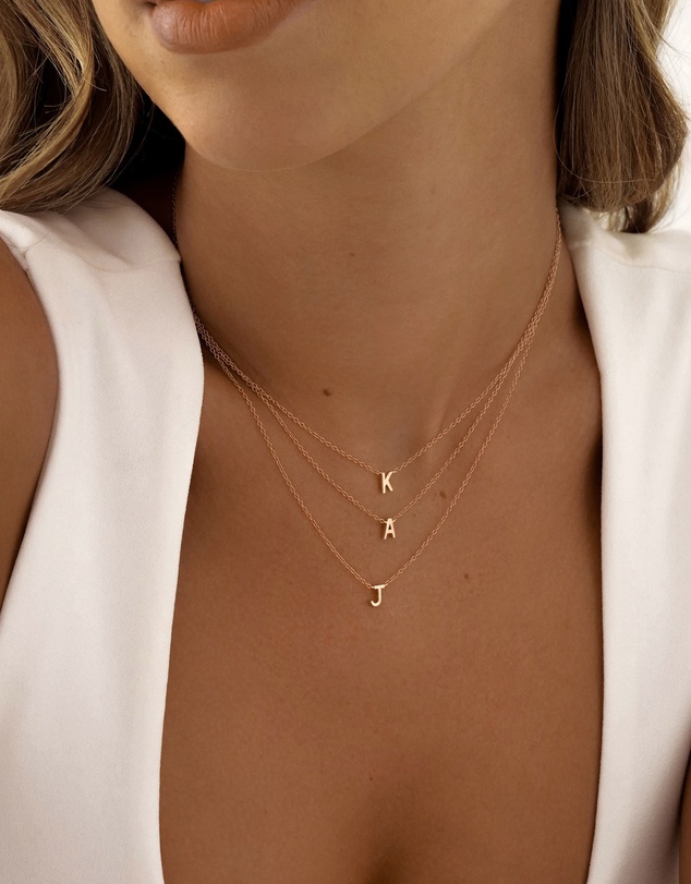 The Silver Collective - Petite A-Z Letter Necklace Rose Gold - K