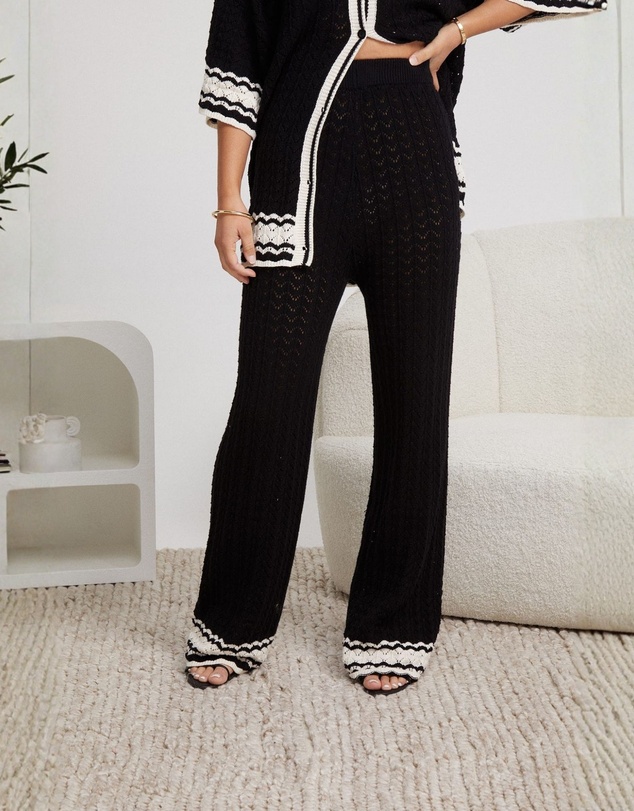 Esther & Co - Cresydda Knit Pants - Black Multi