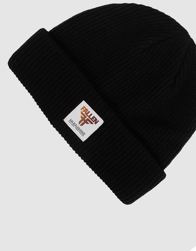 Fallen Footwear - Fallen Footwear Insignia Acrylic Cuff Short StylishBeanie - Black
