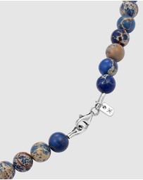 Kuzzoi - ICONIC EXCLUSIVE - Necklace Male Skull Blue Agate 925 Sterling Silver