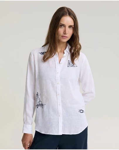 Sportscraft - Dahlia Embroidered Linen Shirt