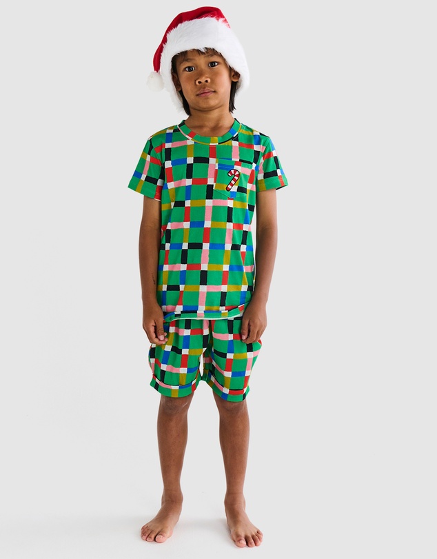 Kip&Co - Christmas Organic Cotton Short Sleeve Tee & Shorts Pyjama Set - Teens