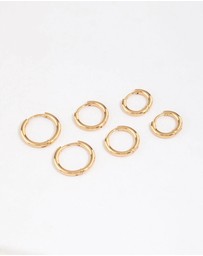Lovisa - Gold Plated Surgical Steel Thin Classic Hoop Earrings Pack