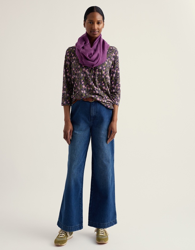 Seasalt - Seasalt Cornwall Purple Barnoon 3/4 Sleeve Jersey Top