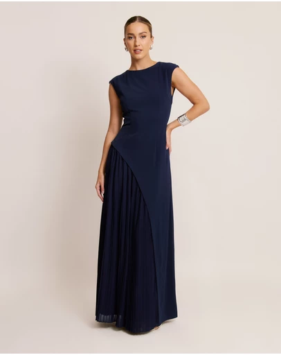 Six Stories - Cap Sleeve Pleated Maxi Dress