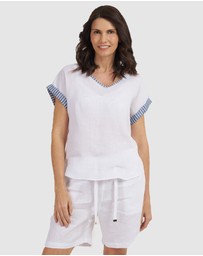 CAMIXA - Martina Linen V-Neck T-shirt