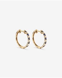 Michael Hill - 0.22 Carat TW Diamond and Created Sapphire Huggie Hoop Earrings in 10kt Yellow Gold