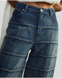 Cynthia Rowley - Windowpane Wide-Leg Jeans