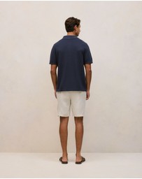 Trenery - Cotton Basketweave Knit Shirt in Navy