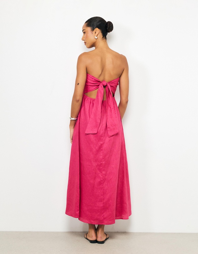 AERE - Florence Linen Strapless Maxi Dress