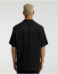 Calibre - Monogram Silk Short Sleeved Shirt Black