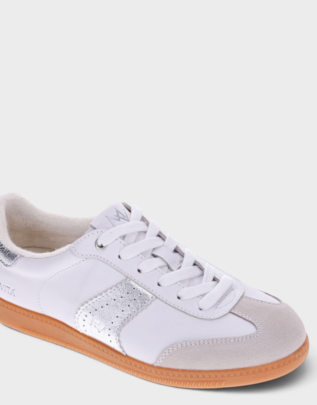Mia Vita - Ramona II Lace-Up Casual Sneaker - White/Silver