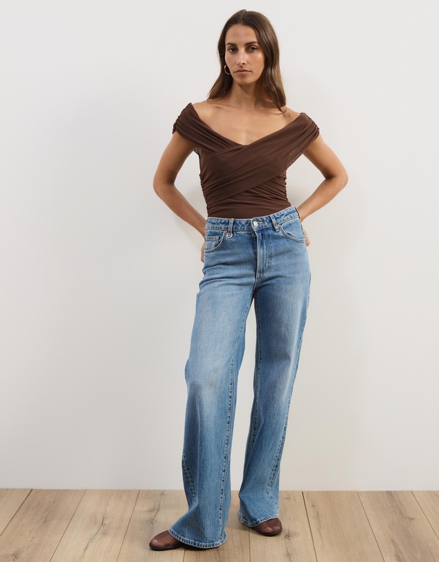 Atmos&Here - Ophelia Cross Off Shoulder Mesh Top