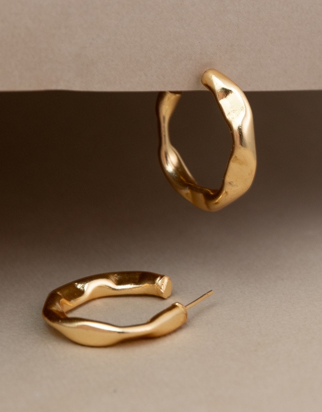 Meshca - Flat Beaten Hoop Earrings