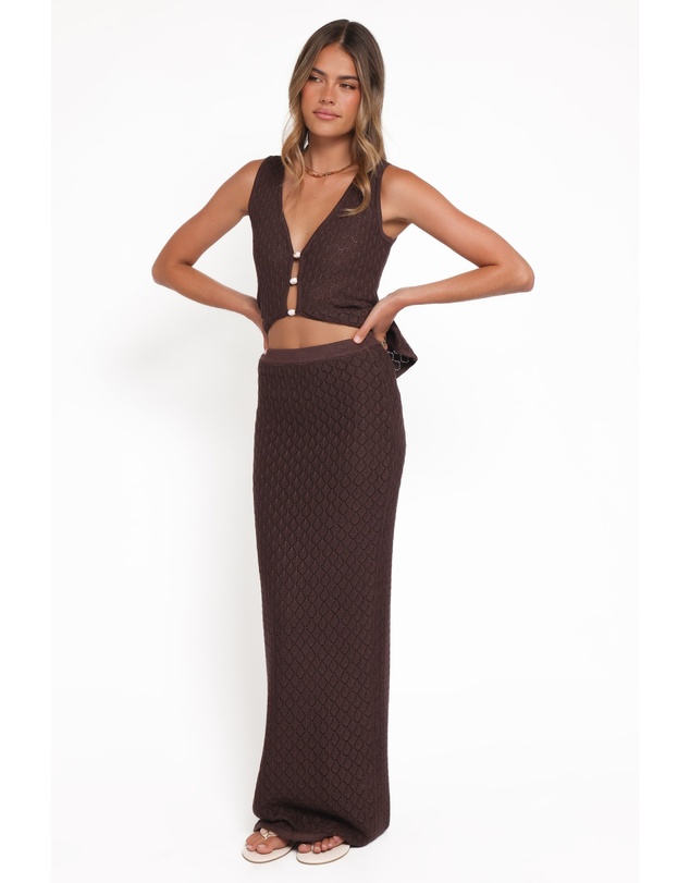 Petal & Pup - Asplie Knit Maxi Skirt - Espresso