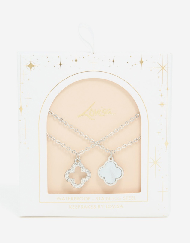 Lovisa - Waterproof Stainless Steel Diamante Flower Necklaces 2- Pack