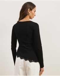 Atmos&Here - Sienna Lace Jersey Long Sleeve Top