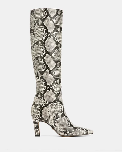 Wittner - Louella Long Boots Ecru Multi Snake Emboss Leather