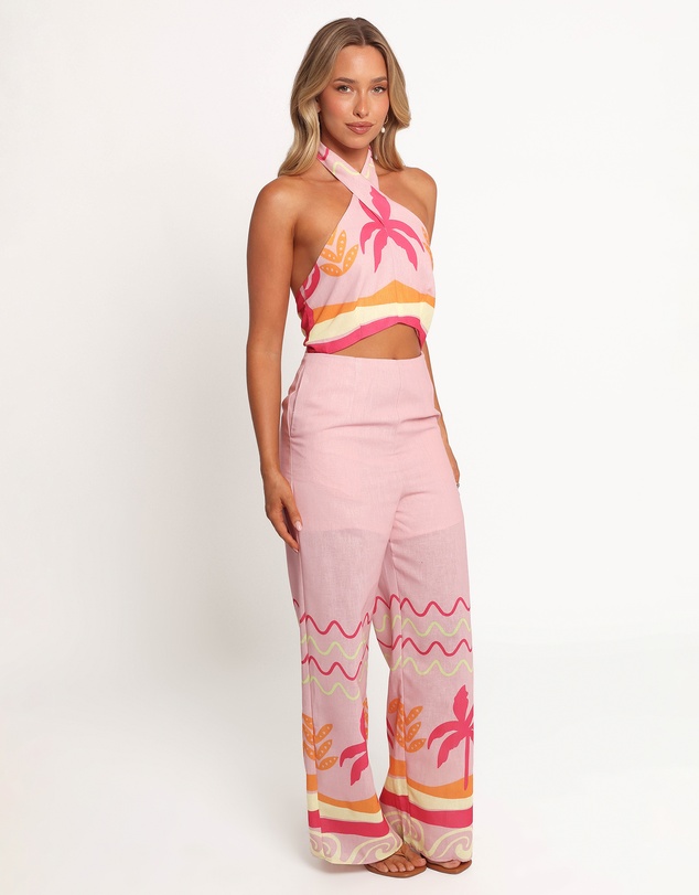 Petal & Pup - Aryn Halterneck Jumpsuit - Pink Palm