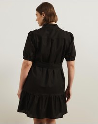 Atmos&Here Curvy - Bailey Button Front Linen Blend Mini Dress