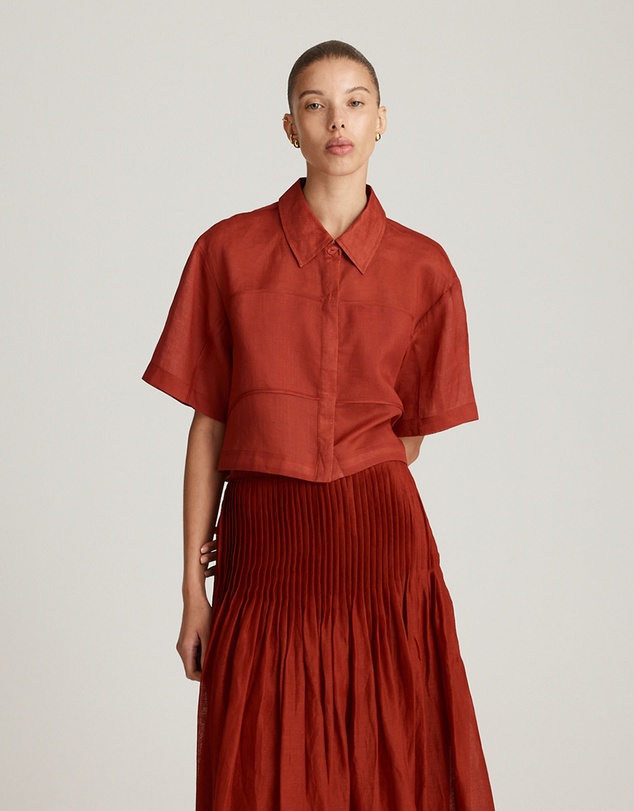Mattir - Aire Ramie Crop Cherry