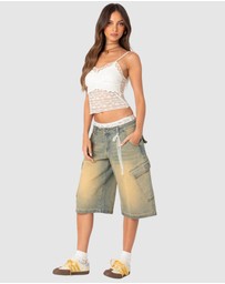 EDIKTED - Layered Sheer Lace Tank Top