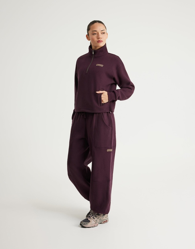 Upstate - Plush Half Zip Funnel Neck - Merlot