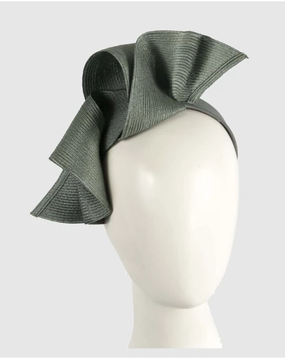 Max Alexander - Large Wavy Olive Racing Fascinator