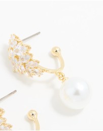 Lovisa - Gold Plated Cubic Zirconia & Pearl Hoop Earrings