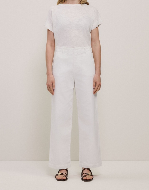 Trenery - Australian Cotton Blend Denim High Rise Tailored Pant in White