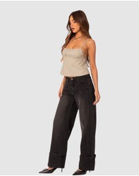 EDIKTED - Vesper Cuffed Low Rise Jeans