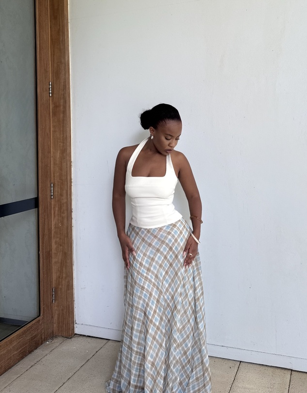 Dazie - Afloat Check Maxi Skirt