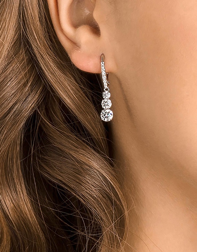Swarovski - Stilla Attract hoop earrings, Round cut, White, Rhodium plated