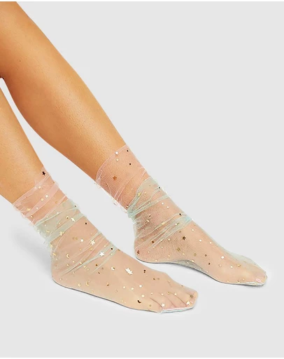 High Heel Jungle - Twin Star Star and moon Socks- 2 Pack PINK/AQUA